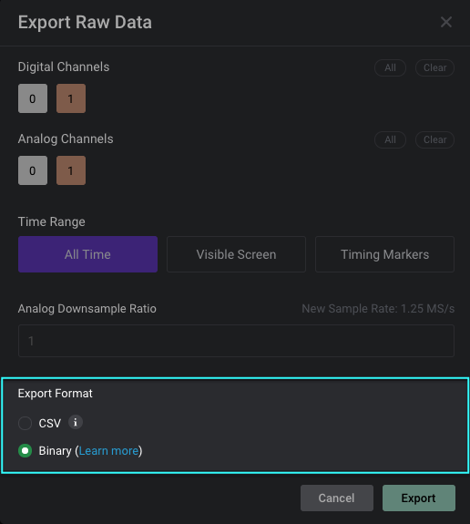 Exporting to a Binary File