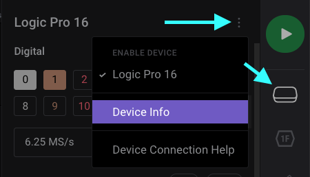 Opening the Device Information Window