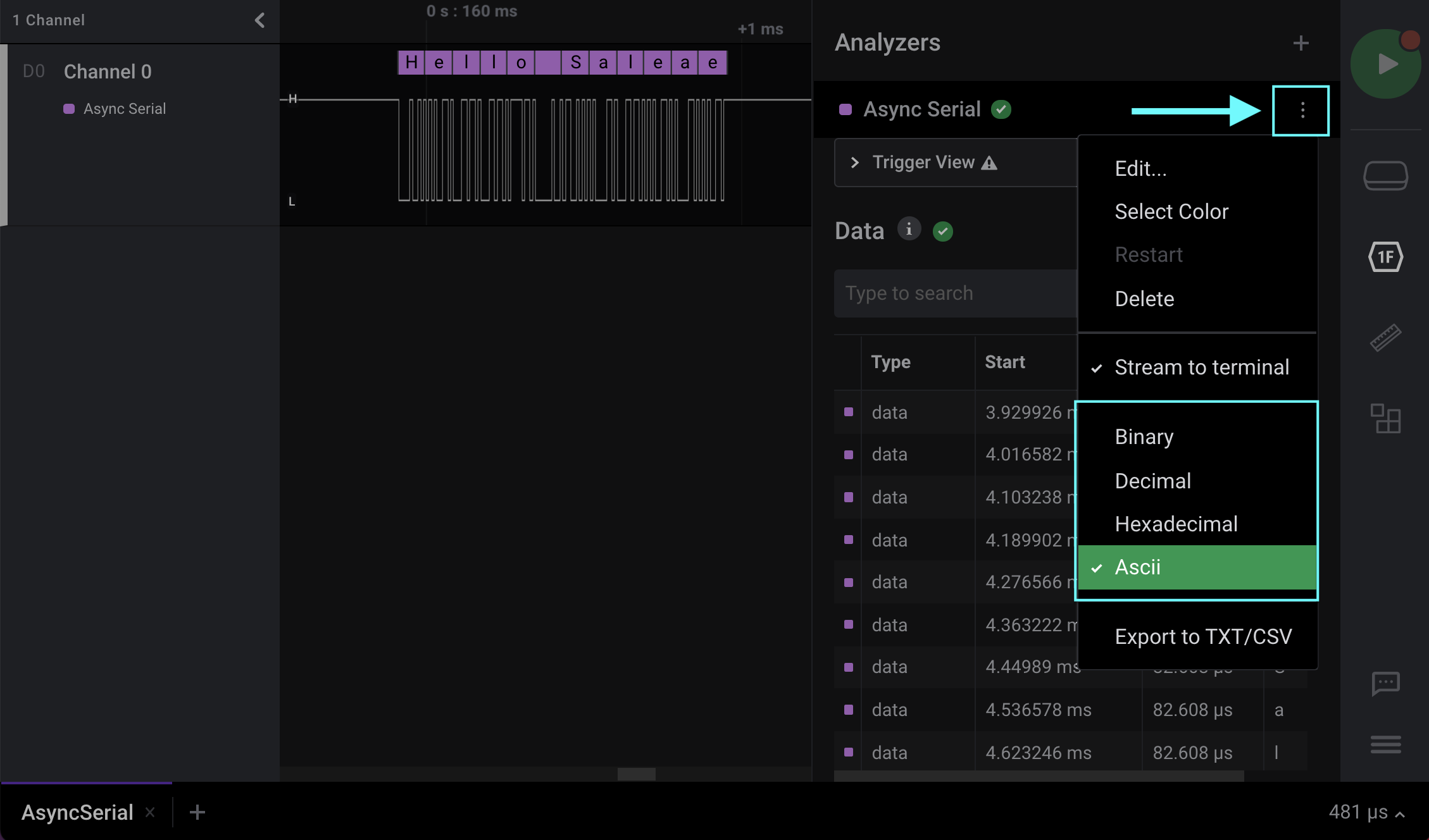 Setting the Display Radix for an Individual Analyzer