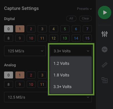 Logic Pro 8/16 - Voltage Threshold Setting in the Logic 2 software